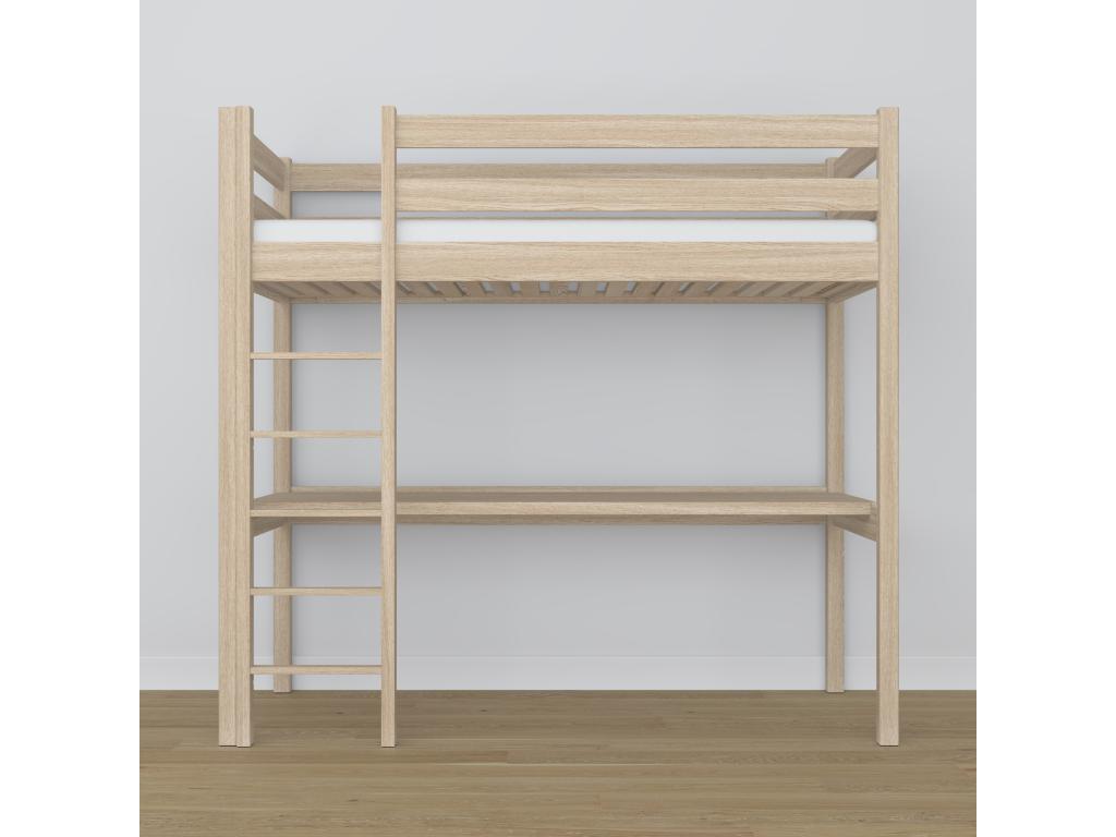 Beige Oak Wood Bed, 80 x 190 cm