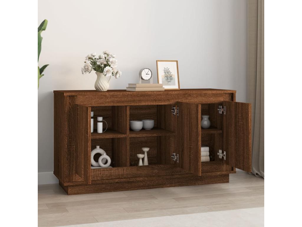 Brown Oak Wood Sideboard, 102 x 35 x 55 cm