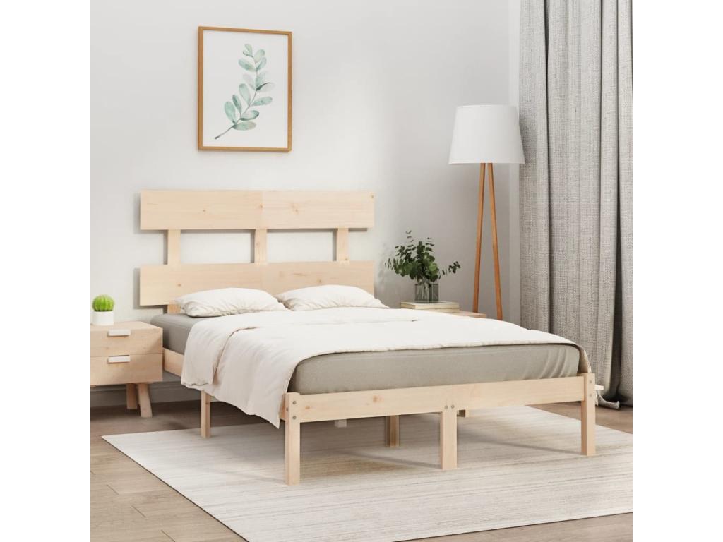 Brown Solid Wood Bed Frame, 120 x 200 cm