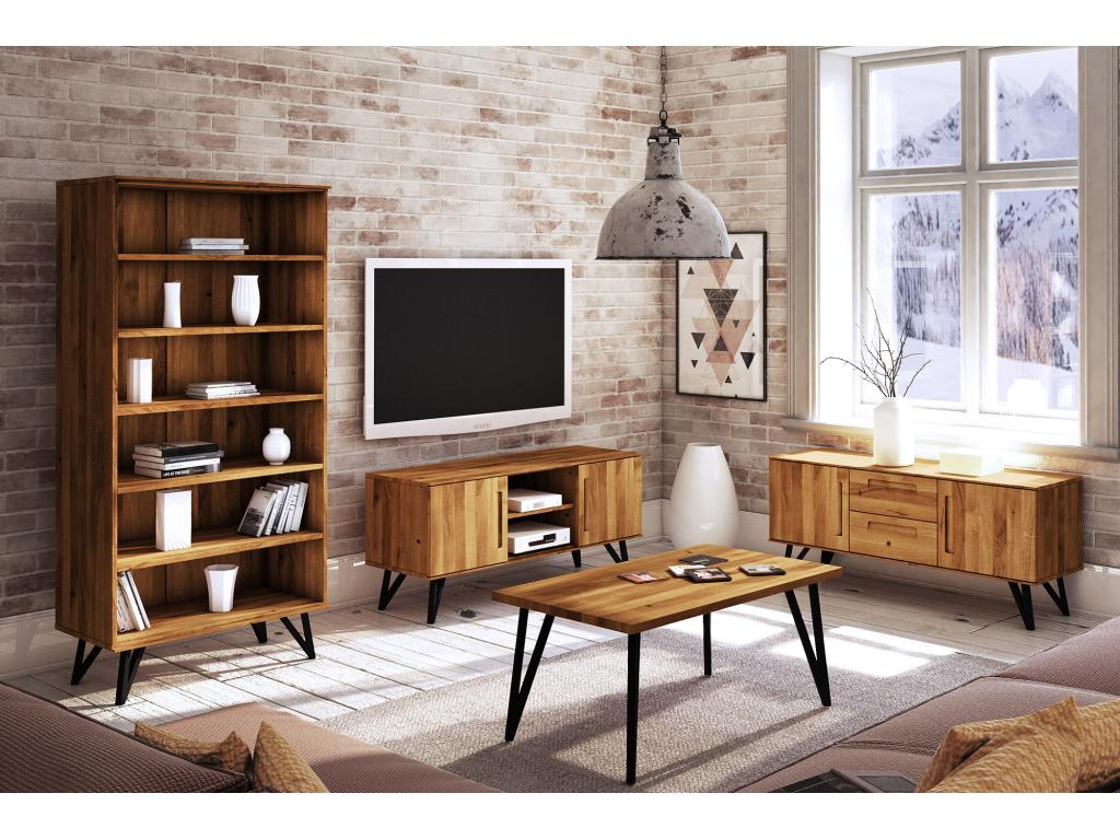 Natural Oak Wood Coffee Table, 60 x 110 cm