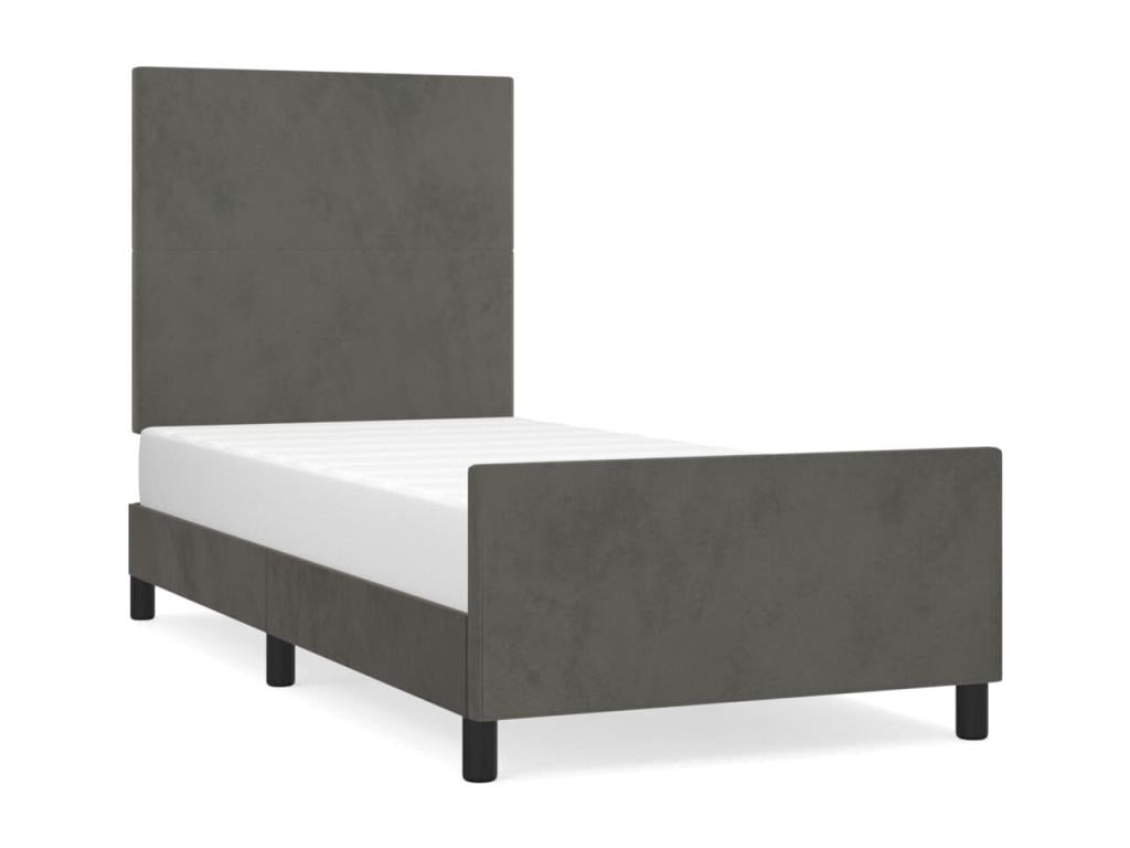 Gray Velvet Bed Frame, 90 x 200 cm