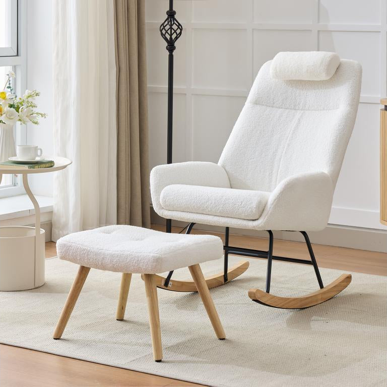 White Velvet Accent Chair, 54 x 98 x 96.5 cm