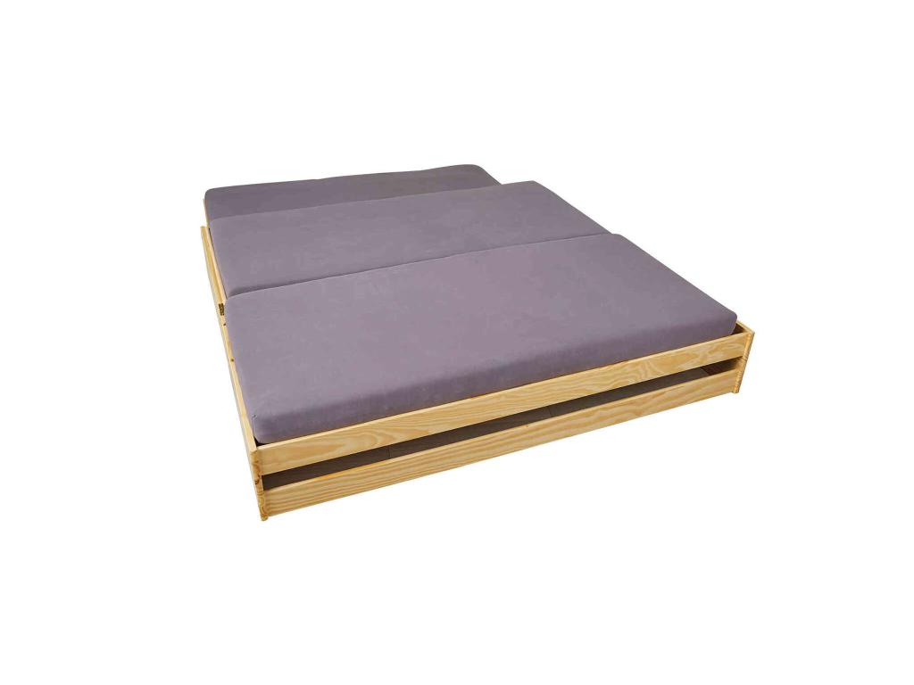 Natural Solid Wood Bed, 90 x 200 cm