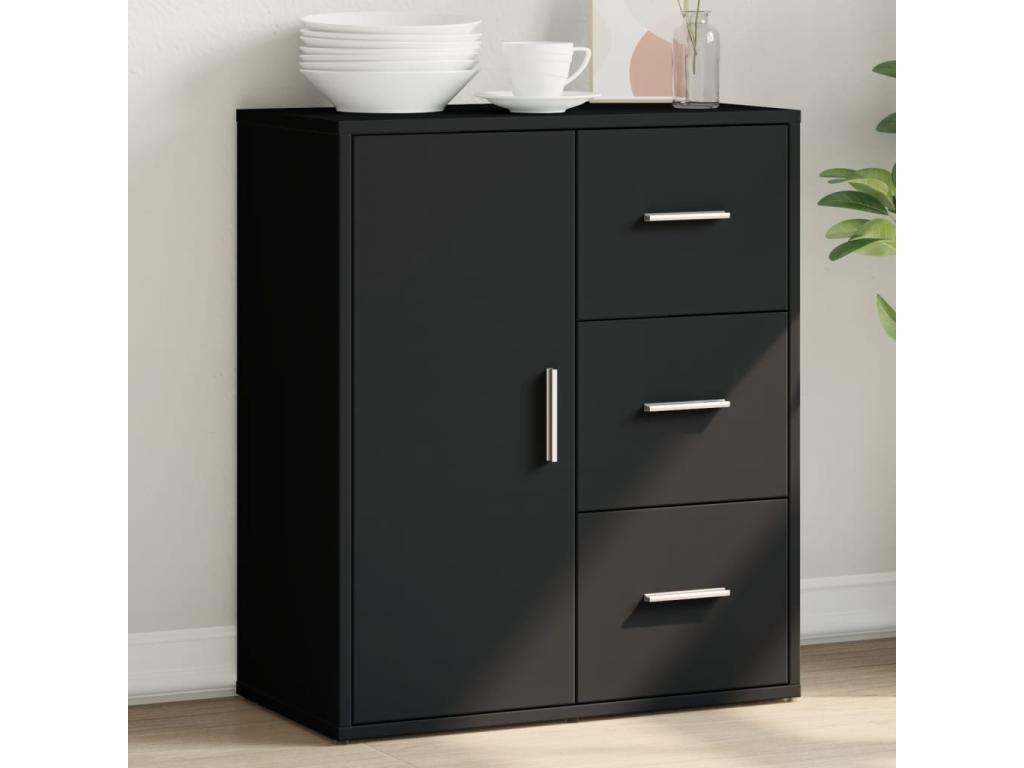 Black Engineered Wood Sideboard, 60 x 31 x 70 cm