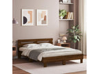Brown Oak Wood Bed Frame, 140 x 190 cm