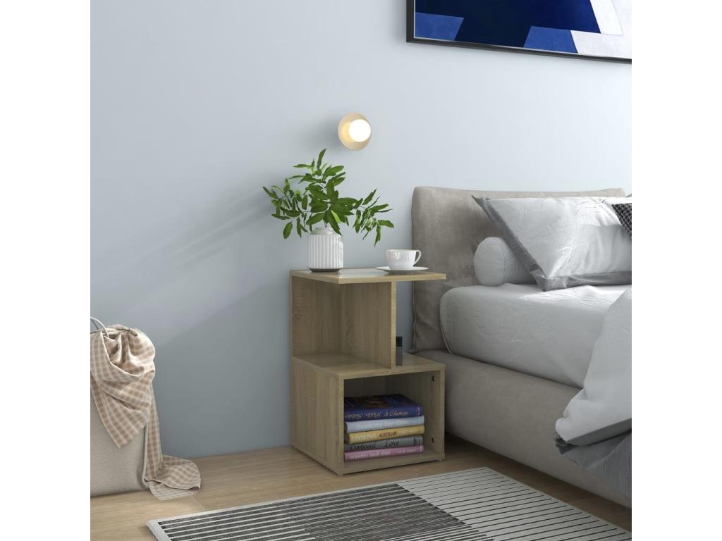 Natural Oak Wood Table, 35 x 35 x 55 cm