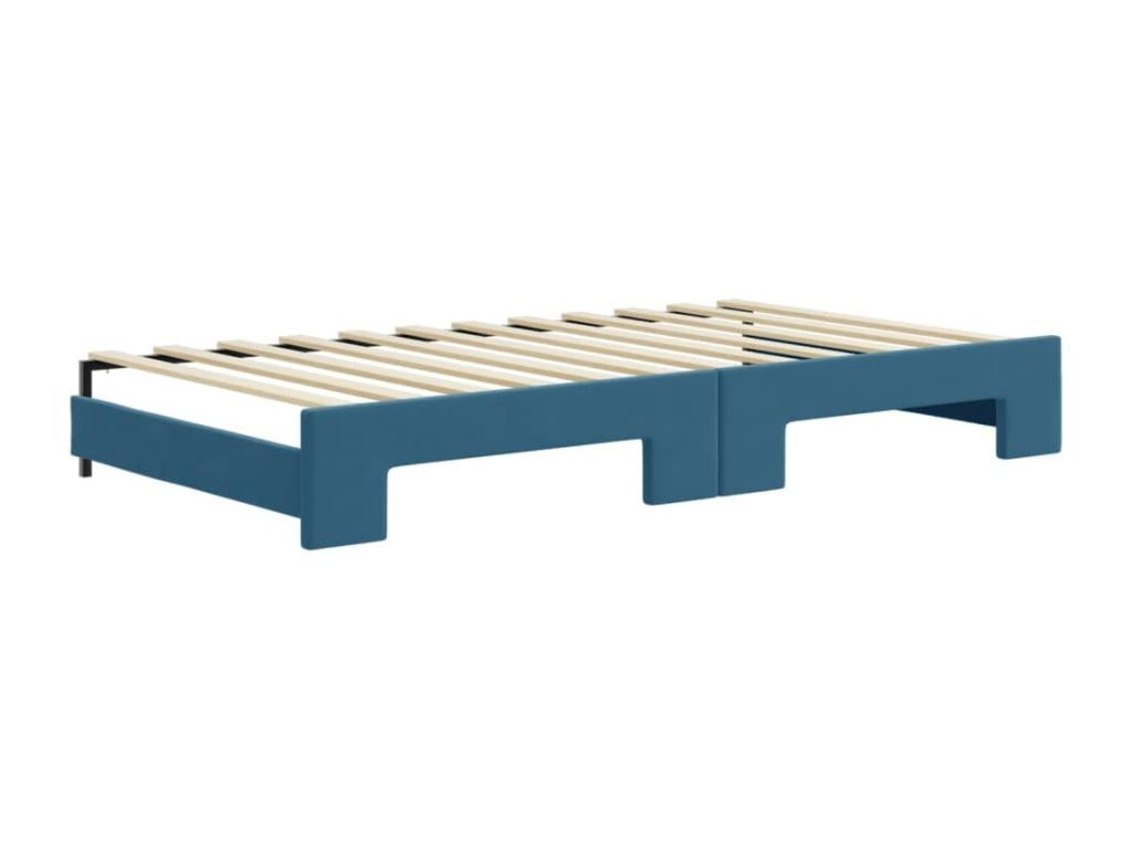 Blue Velvet Bed, 100 x 200 cm