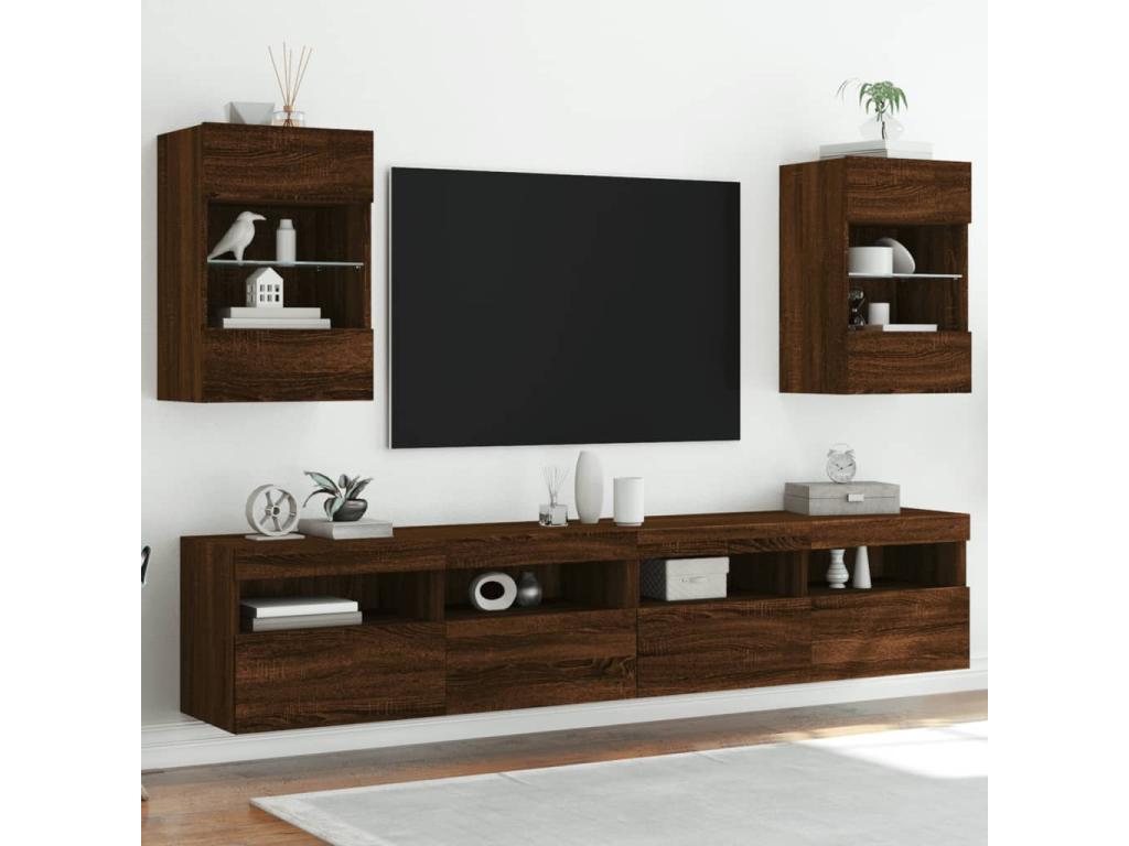 Brown Oak Wood TV Stand, 40 x 30 x 60.5 cm