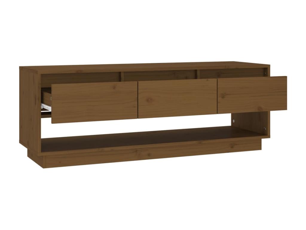 Brown Pine Wood TV Stand, 110.5 x 34 x 40 cm