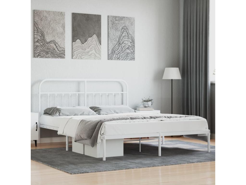 White Metal Bed Frame, 183 x 213 cm - dlz1766578881129