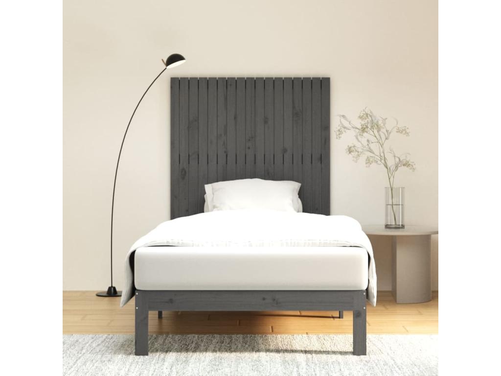 Gray Solid Wood Bed, 108 x 3 x 110 cm