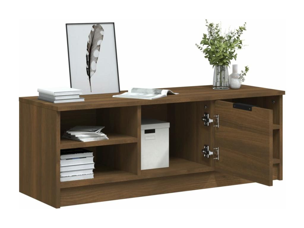 Brown Oak Wood TV Stand, 102 x 35.5 x 36.5 cm