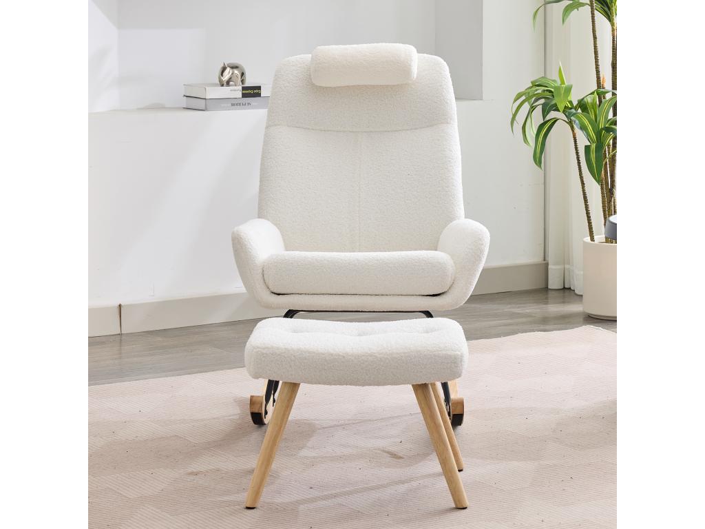 White Velvet Accent Chair, 54 x 98 x 96.5 cm