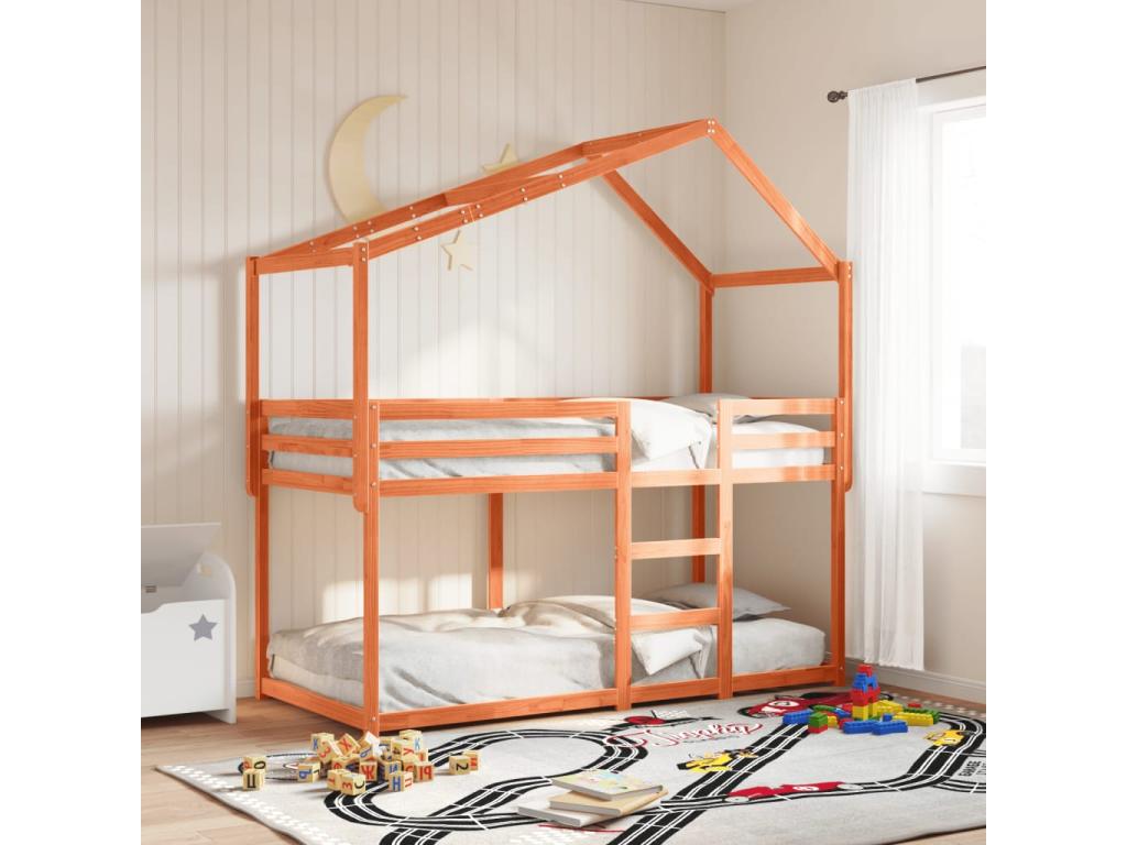 Brown Solid Wood Bed, 90 x 190 cm