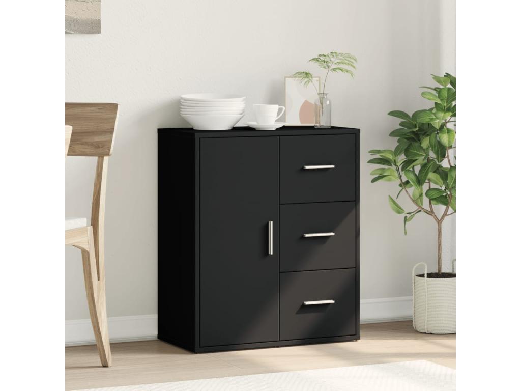 Black Engineered Wood Sideboard, 60 x 31 x 70 cm