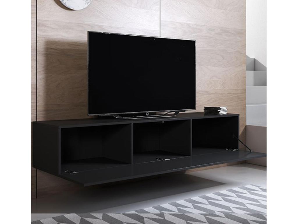 Black TV Stand, 260 x 40 x 165 cm