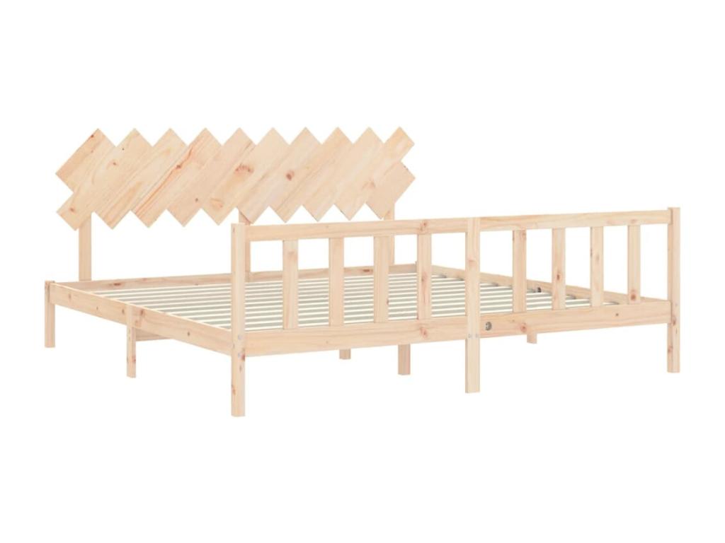 Natural Solid Wood Bed Frame, 200 x 200 cm