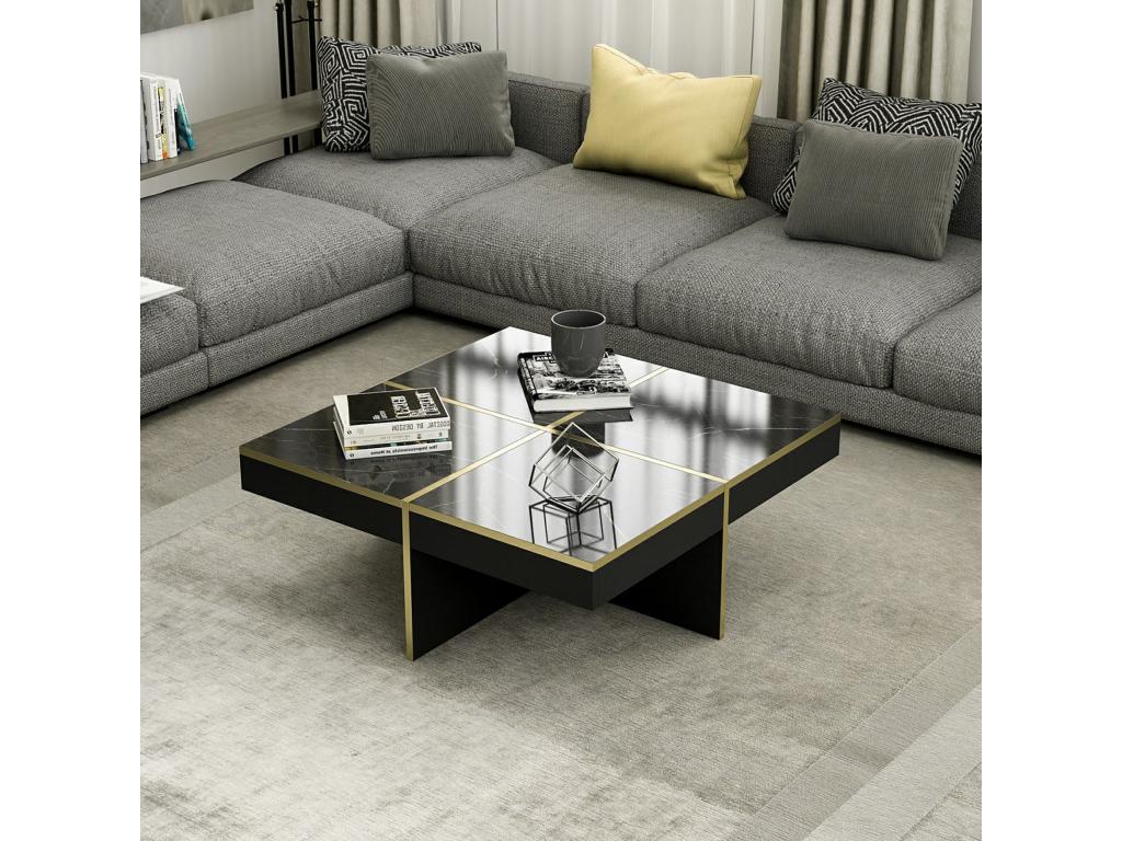 Black Marble Coffee Table, 35 x 90 x 90 cm