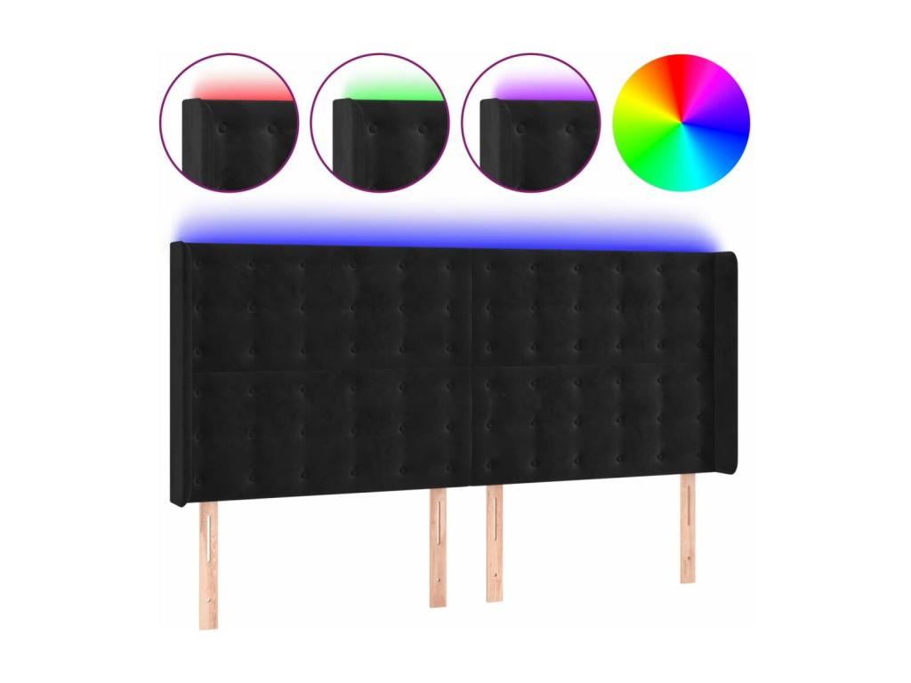 Black Velvet Bed, 203 x 16 x 118 cm