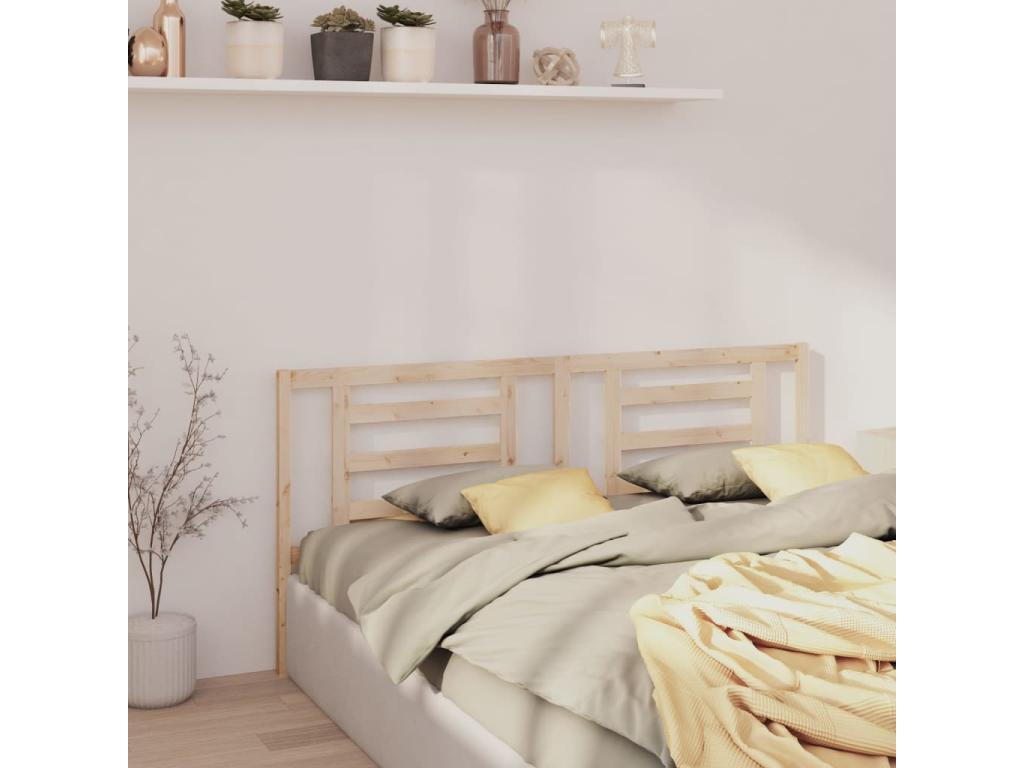 Brown Solid Wood Bed, 206 x 4 x 100 cm
