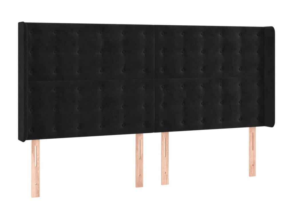 Black Velvet Bed, 203 x 16 x 118 cm
