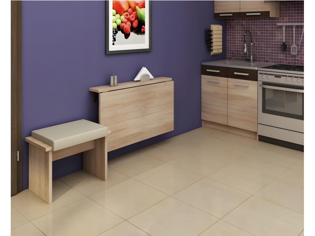 White Oak Wood Table, 100 x 70 cm