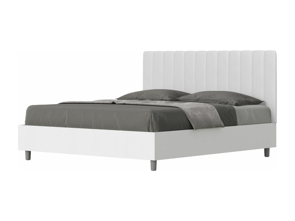 White Faux Leather Bed, 160 x 190 cm