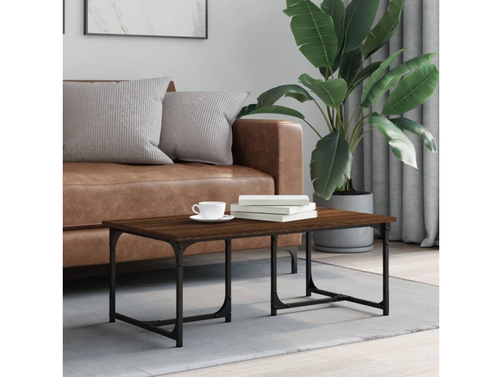Brown Oak Wood Coffee Table, 90 x 50 x 35 cm