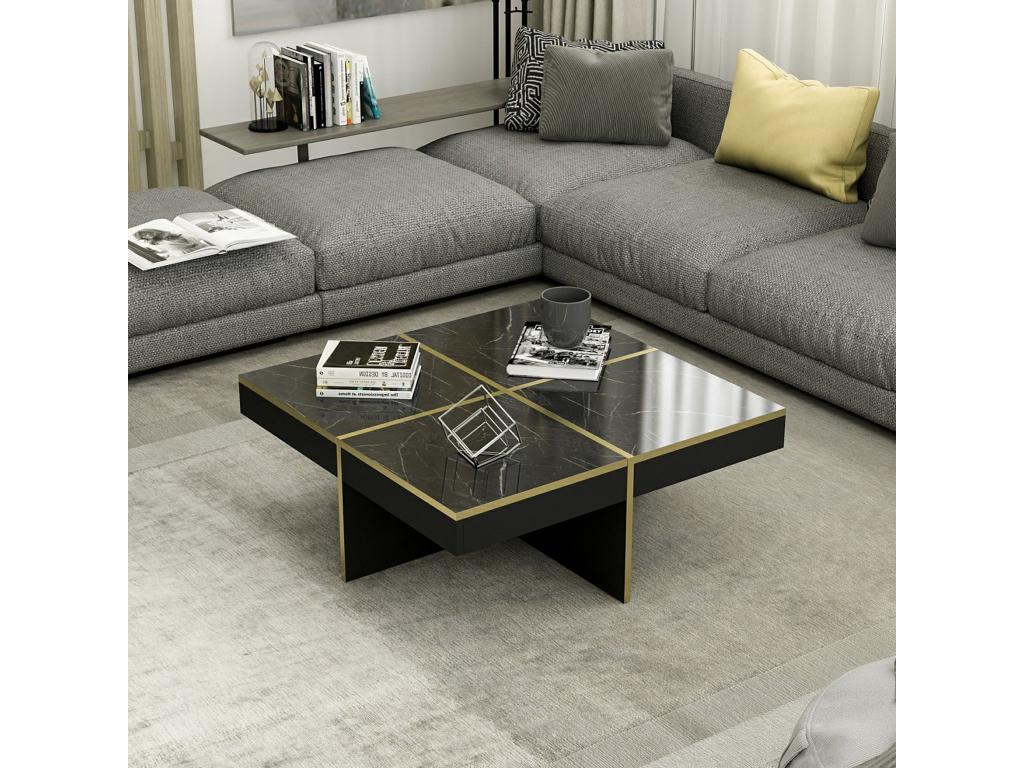 Black Marble Coffee Table, 35 x 90 x 90 cm